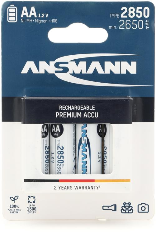 Ansmann 2850 mah AA Rechargeable Battery 4pk Sweetwater