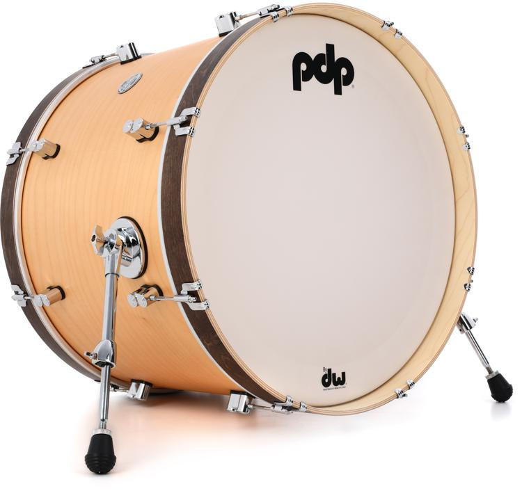 Pdp Concept Maple Classic Bass Drum 16 X 22 Inch Natural With Walnut Hoops Sweetwater 6023