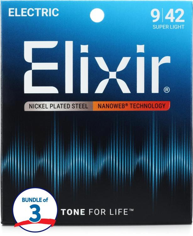 Corde Chitarra Acustica Elixir Elixir 16540 Cordes Pour Guitare électrique Plaquées Nickel Avec Revêtement NANOWEB® - Lot De 3 Ernie Ball