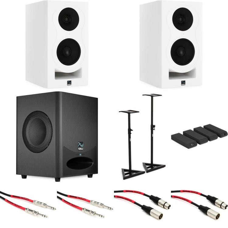 Kali Audio IN5 5 inch Powered Monitor Studio Bundle White Sweetwater