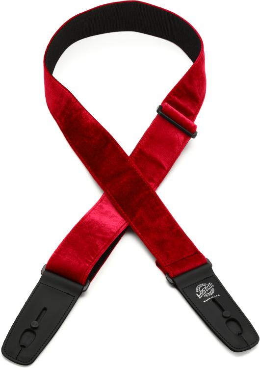 LockIt Straps LIS019CV2RED Crushed Velvet Guitar Strap Red Sweetwater