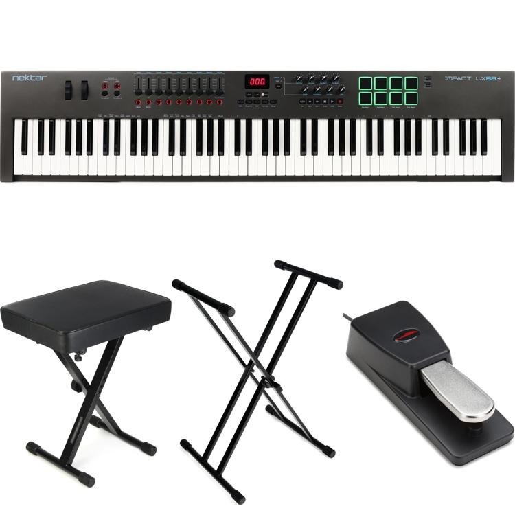 Nektar Impact LX88+ 88key Keyboard Controller Essentials Bundle Sweetwater