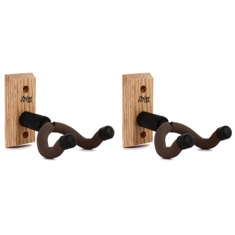 String Swing CC01K Guitar Keeper Wall Mount Guitar Hanger 2Pack Oak Sweetwater