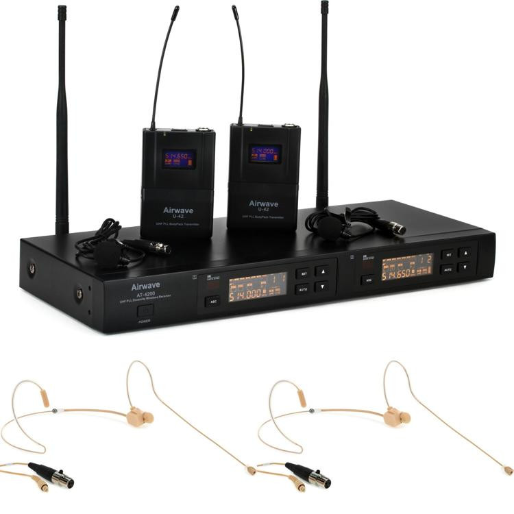 Airwave Technologies AT4220TITANIUM HSD PAK Wireless 2 Channel Microphone System 