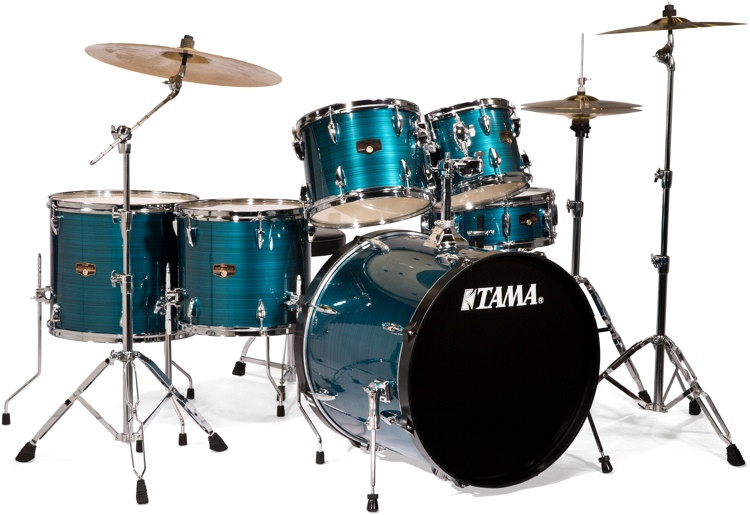 Tama Imperialstar Complete Drum Set 6piece Hairline Blue Sweetwater