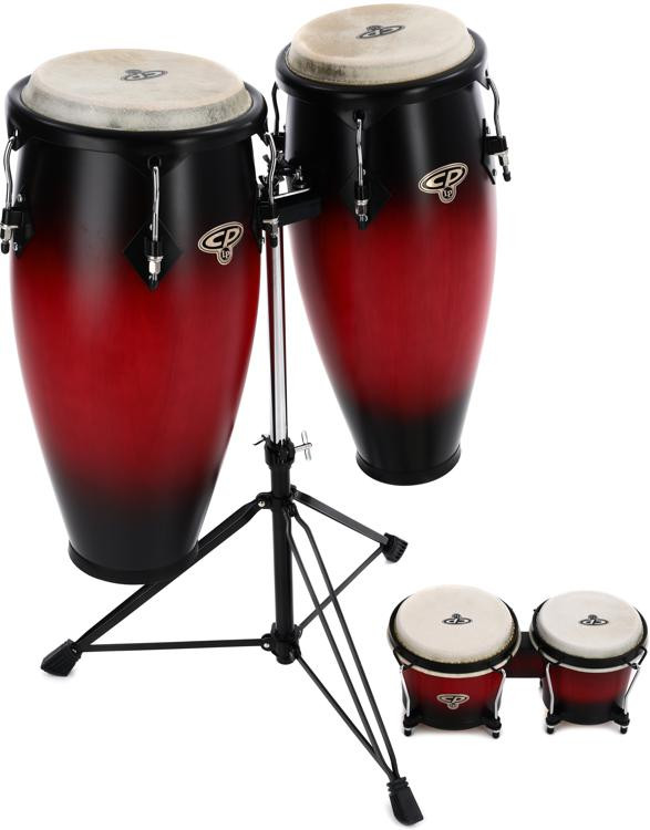 Cosmic Percussion Conga Set with Free Bongos 9" and 10" Cherry Burst Sweetwater