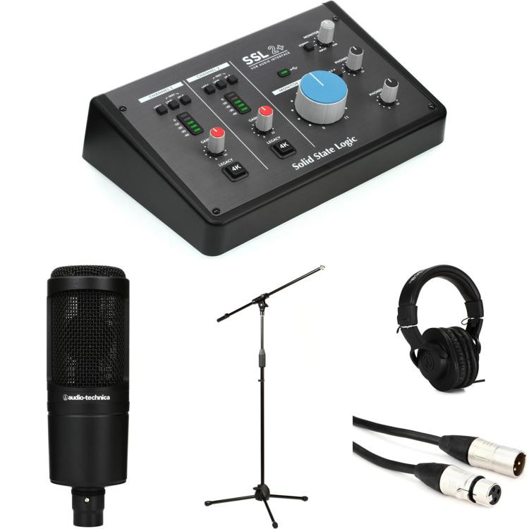 Solid State Logic SSL2+ USB Audio Interface and AudioTechnica AT2020