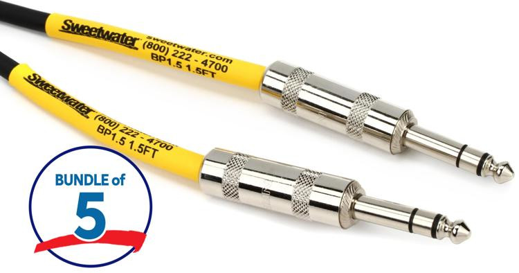 Pro Co BP1.5 Excellines Balanced Patch Cable 1/4inch TRS Male to 1/4inch TRS Male 1.5