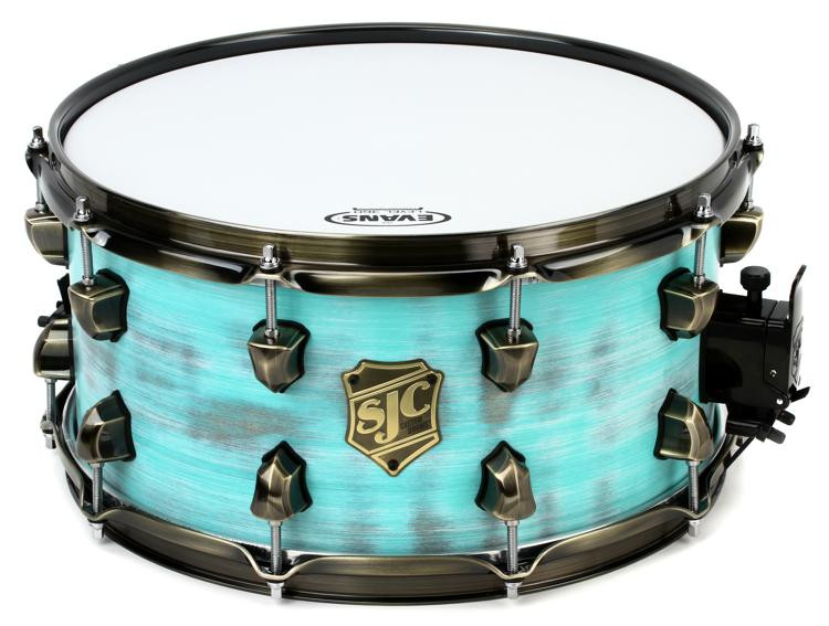 SJC Custom Drums USA Custom Snare Drum 7"x14" Mint Distressed Satin