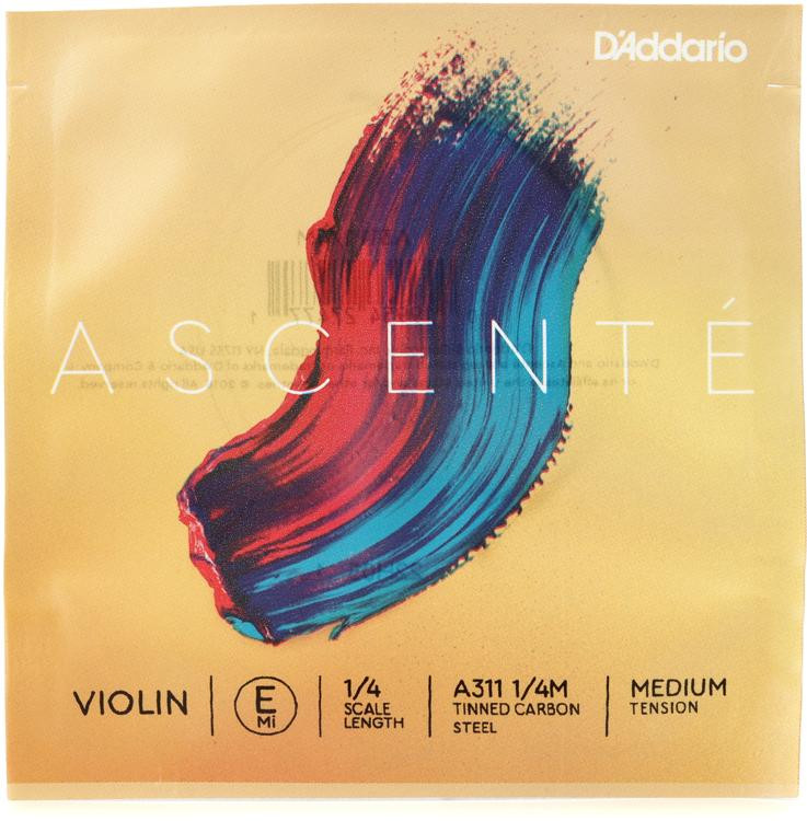 D'Addario A311 Ascente Violin E String 1/4 Size, Medium Tension