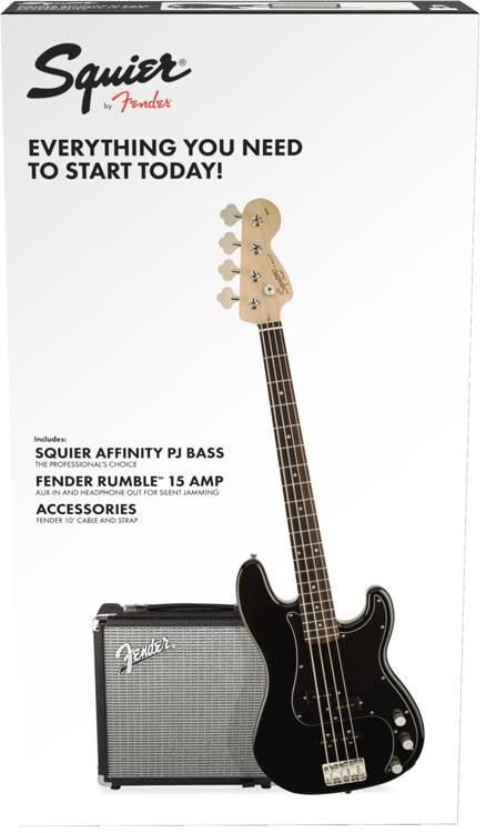 Squier PJ Bass Pack - Black | Sweetwater