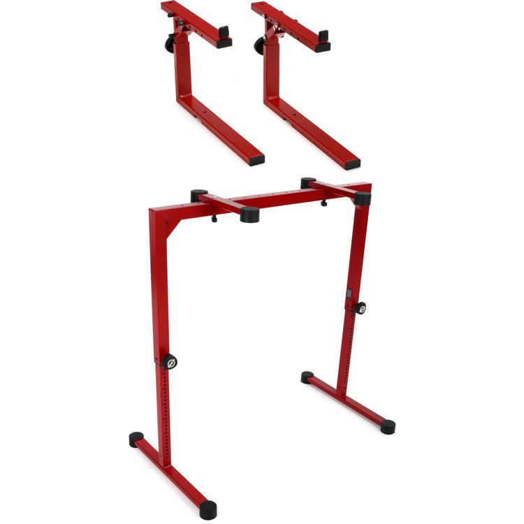 K&M 18810 Omega TableStyle Keyboard Stand, 2 TIer Bundle Ruby Red