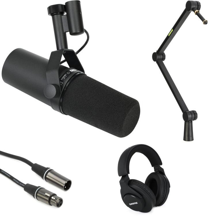 Shure SM7B Dynamic Microphone with Boom Arm and Headphones Bundle