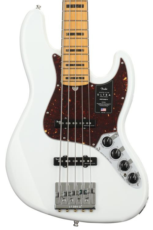 Fender American Ultra Jazz Bass V Arctic Pearl with Maple Fingerboard