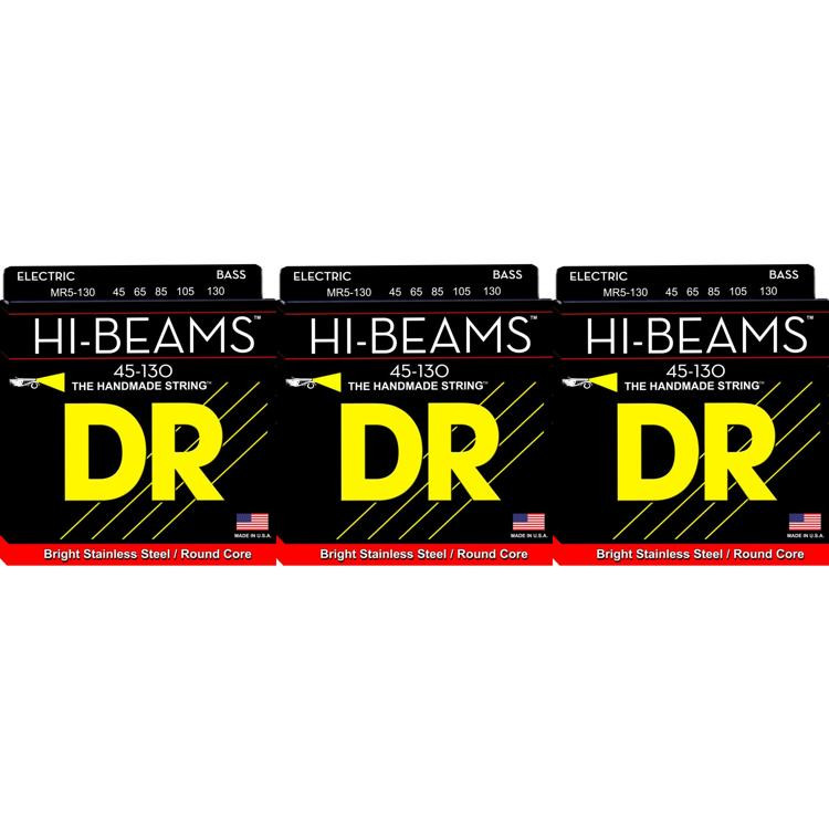 DR Strings MR5130 HiBeam Stainless Steel Bass Guitar Strings .045.130 Medium 5String (3