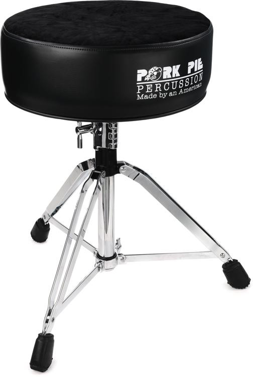 Pork Pie Percussion Round Drum Throne Black with Black Crushedvelvet