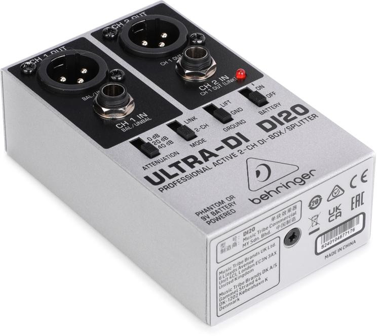 Behringer Ultra-DI DI20 2-channel Active Direct Box / Splitter | Sweetwater