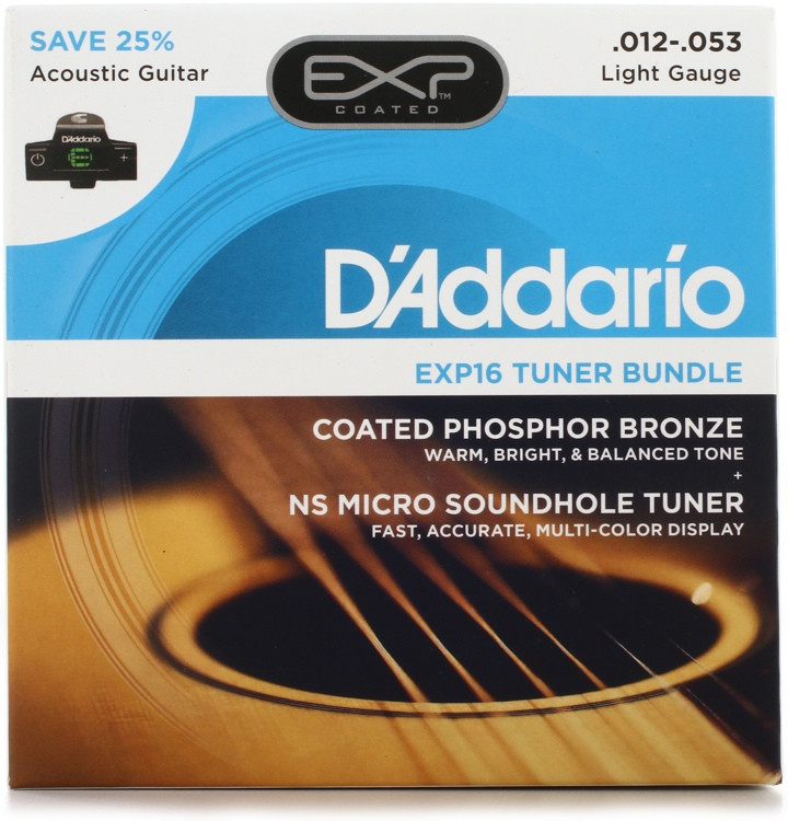 D'Addario EXP16 Coated Phosphor Bronze Acoustic Strings Light with NS