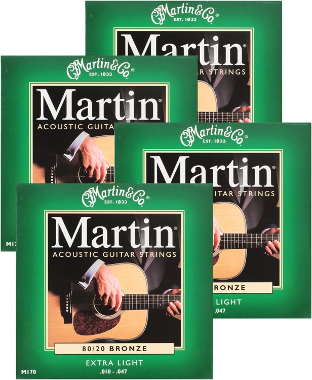 Martin M170 4Pack 80/20 Bronze Extra Light Acoustic Strings Sweetwater