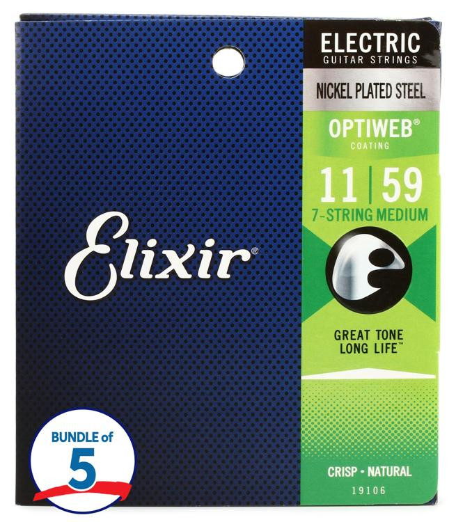 Elixir Strings 19106 Optiweb Electric Guitar Strings .011.059 Medium
