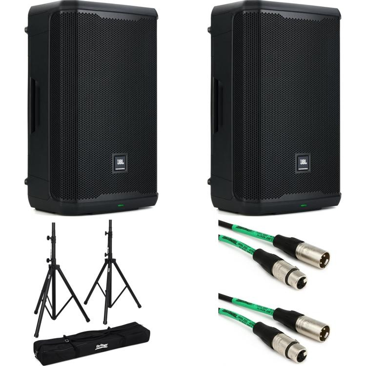 JBL PRX912 12-inch Powered Loudspeaker Pair Stand Bundle | Sweetwater