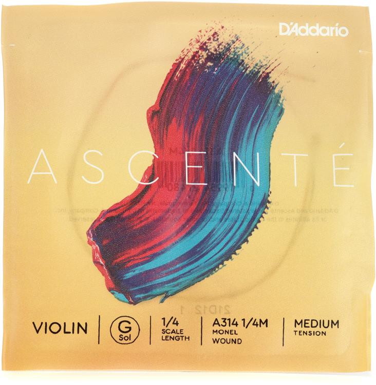 D'Addario A314 Ascente Violin G String 1/4 Size, Medium Tension Sweetwater