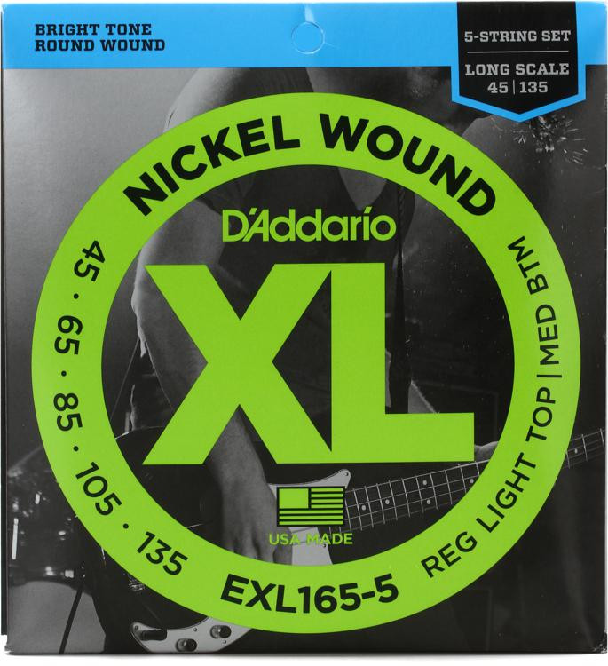 D'Addario EXL1655 Nickel Wound Bass Guitar Strings .045.135 Regular