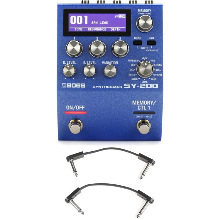 Boss SY200 Guitar Synthesizer Pedal with 3 Patch Cables Sweetwater