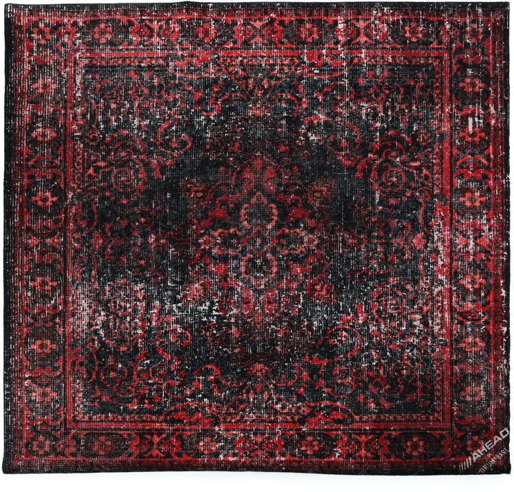 Ahead Armor Cases 73inch x 63inch Persian Drum Rug Black and Red