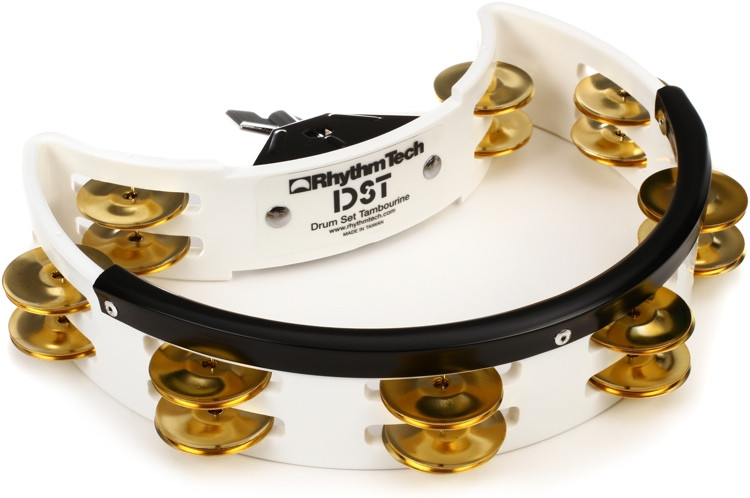 Rhythm Tech Drum Set Tambourine - White with Brass Jingles | Sweetwater