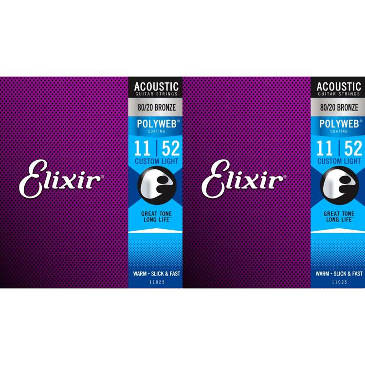 Elixir Strings 11025 Polyweb 80/20 Bronze Acoustic Guitar Strings
