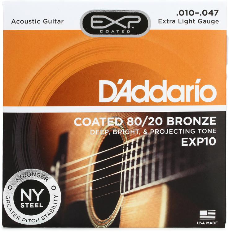 D'Addario EXP10 Coated 80/20 Bronze Extra Light Acoustic Strings