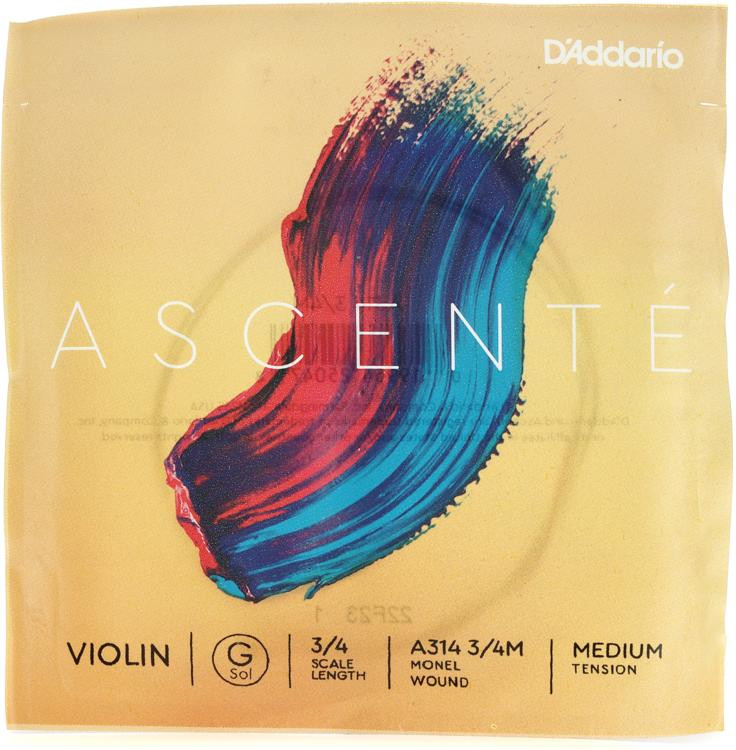 D'Addario A314 Ascente Violin G String 3/4 Size, Medium Tension