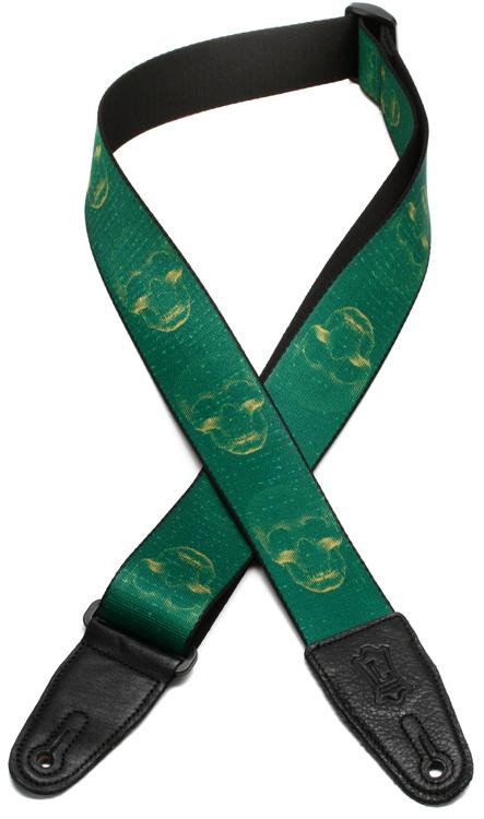 Levy's MPD2 Polyester Guitar Strap - Green & Mustard Skulls | Sweetwater