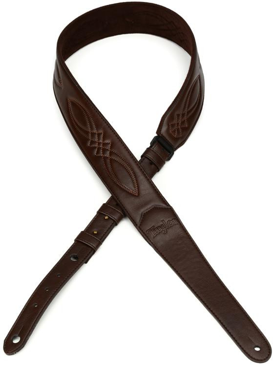 Taylor Vegan Leather 2-inch Guitar Strap - Chocolate Brown w/ Stitching ...