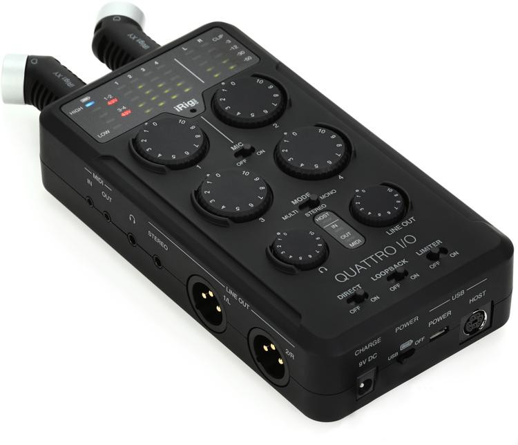 IK Multimedia iRig Pro Quattro I/O Deluxe 4x2 USBA Audio and MIDI