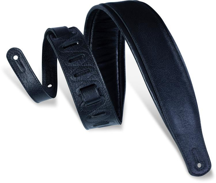 Levy's PM32 Garment Leather Guitar Strap Black Sweetwater