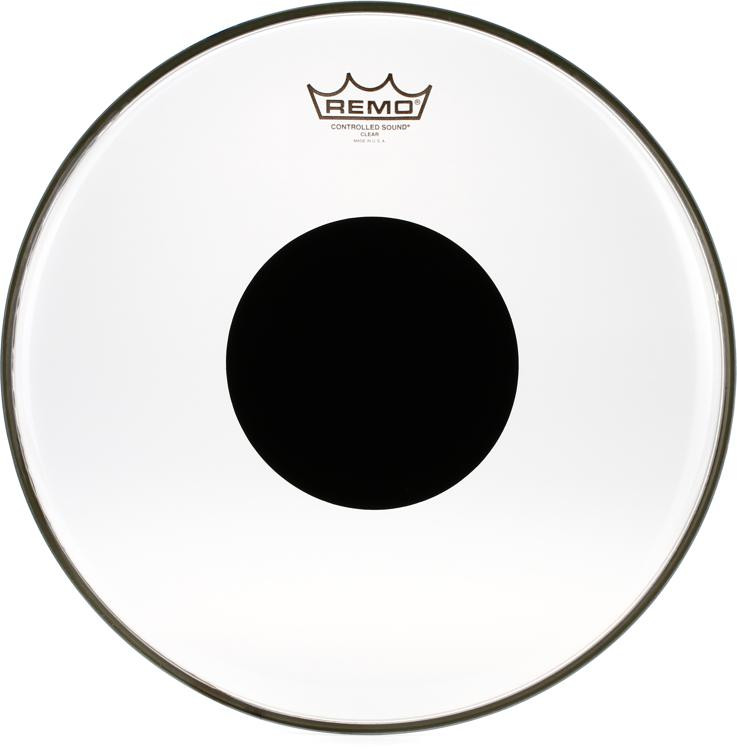 Clear Remo Controlled Sound 10 Diameter Black Dot On Top 