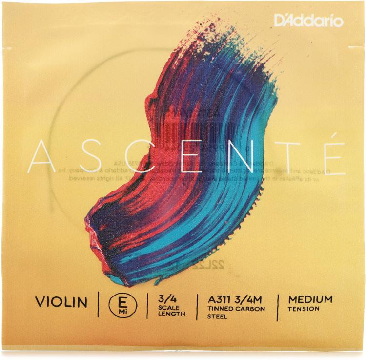 D'Addario A311 Ascente Violin E String 3/4 Size, Medium Tension Sweetwater