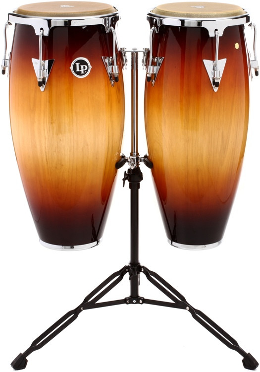 Latin Percussion Aspire Conga Set with Stand 10", 11" Sunburst Chrome Hardware Sweetwater