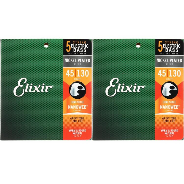 Elixir Strings 14202 Nanoweb Electric Bass Guitar Strings - .045-.130 ...