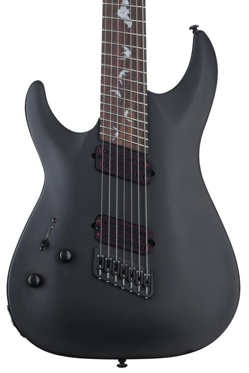 Schecter Damien7 Multiscale Lefthanded 7string Electric Guitar Satin Black Sweetwater