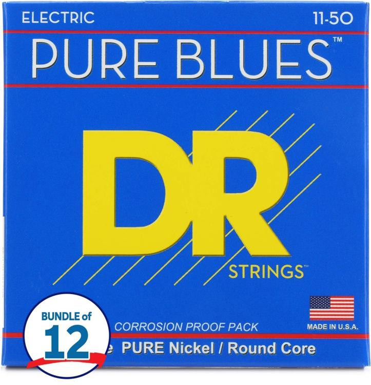 DR Strings PHR11 Pure Blues Pure Nickel Electric Guitar Strings .011.050 Heavy (12 Pack