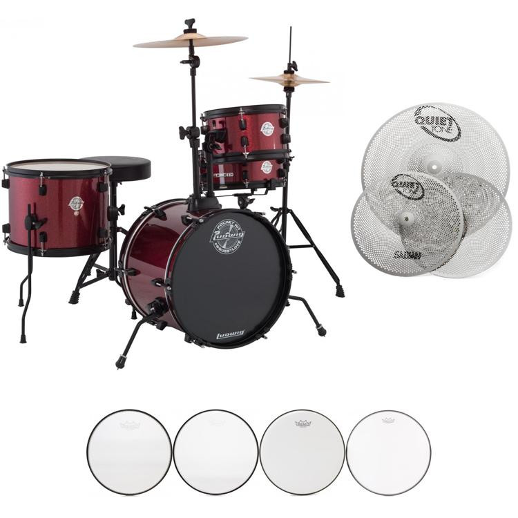 Ludwig Questlove Pocket Kit Reduced Volume Bundle Red Sparkle
