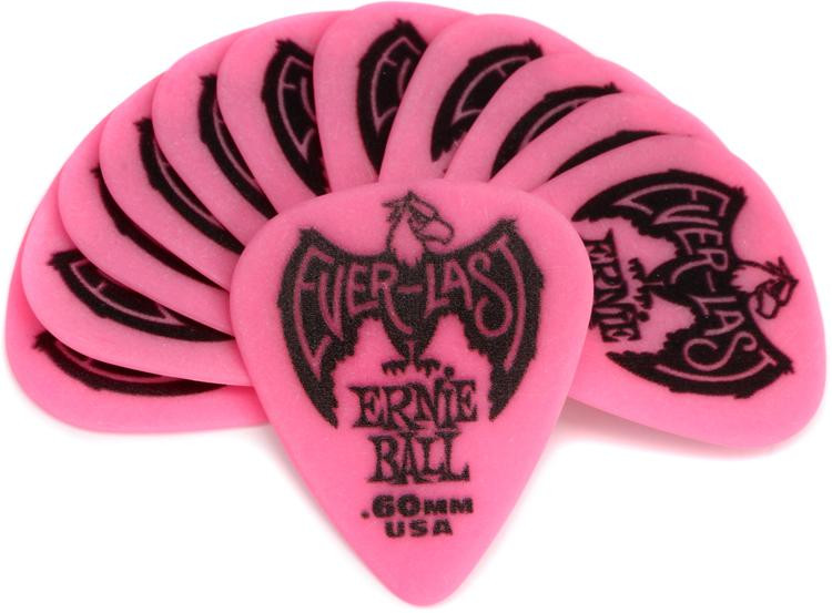 Ernie Ball Everlast Guitar Picks .60mm Pink 12Pack Sweetwater