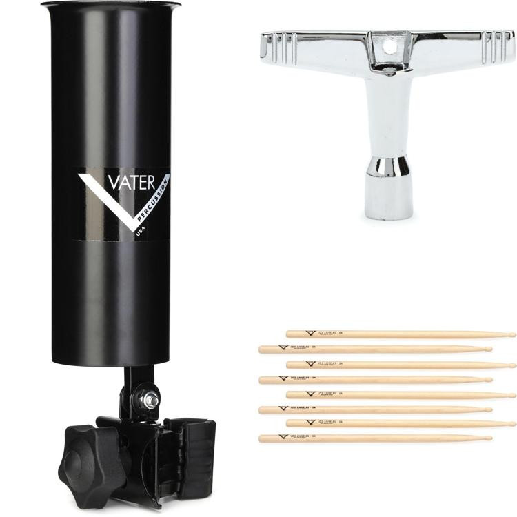Vater Drumstick Holder with Sticks and Drum Key Sweetwater