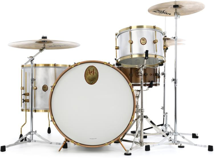 A&F Drum Company Raw Aluminum 3piece Shell Pack Sweetwater