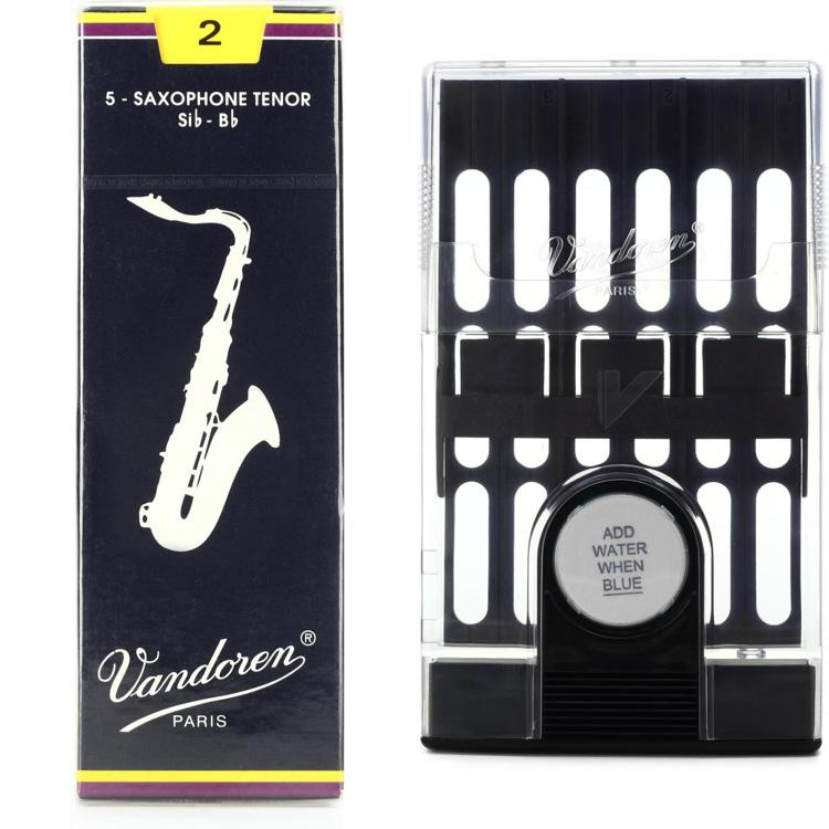 Vandoren SR222 Traditional Tenor Saxophone Reeds with Reed Case 2.0