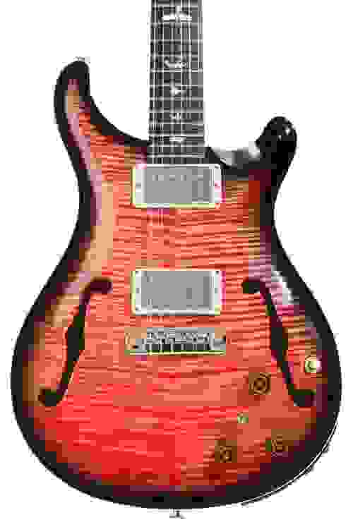 PRS Wood Library Hollowbody II Piezo 10-Top Electric Guitar - Blood Orange Smokeburst