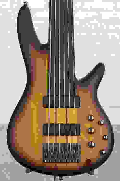 Ibanez SRF706 Fretless Bass Guitar Brown Burst Flat Sweetwater